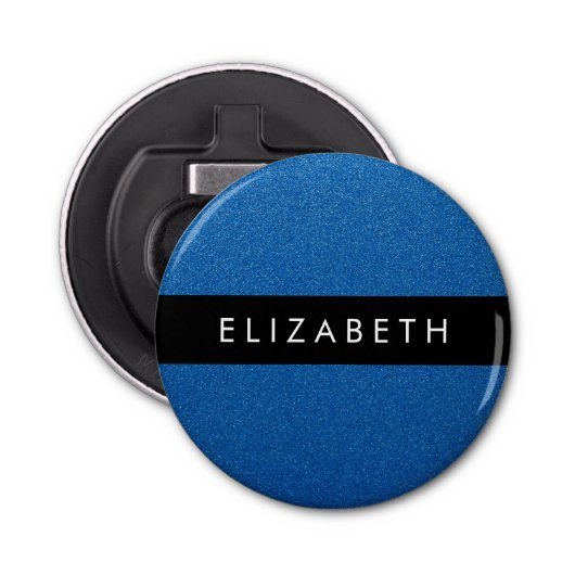 Blue Glitzer, Glitzer Hintergrund, Ihr Name Flaschenöffner (Vorderseite)