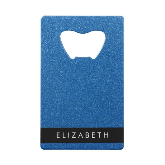 Blue Glitzer, Glitzer Hintergrund, Ihr Name Geldbeutel Flaschenöffner (Vorderseite)