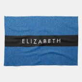 Blue Glitzer, Glitzer Hintergrund, Ihr Name Geschirrtuch (Horizontal)