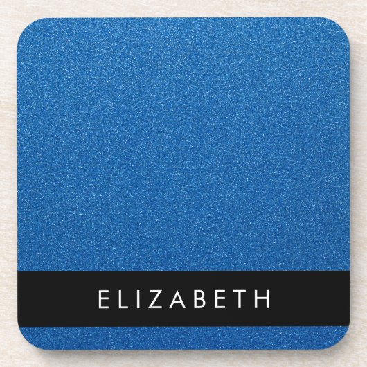Blue Glitzer, Glitzer Hintergrund, Ihr Name Getränkeuntersetzer (Vorderseite)