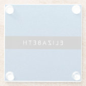 Blue Glitzer, Glitzer Hintergrund, Ihr Name Glasuntersetzer (Rückseite)