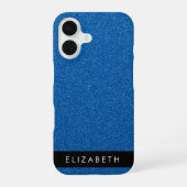 Blue Glitzer, Glitzer Hintergrund, Ihr Name iPhone 16 Hülle (Rückseite)