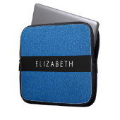 Blue Glitzer, Glitzer Hintergrund, Ihr Name Laptopschutzhülle (Vorderseite Links)