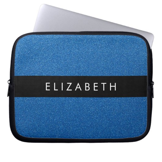 Blue Glitzer, Glitzer Hintergrund, Ihr Name Laptopschutzhülle (Vorderseite)