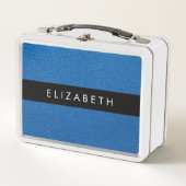 Blue Glitzer, Glitzer Hintergrund, Ihr Name Metall Brotdose (Vorderseite)