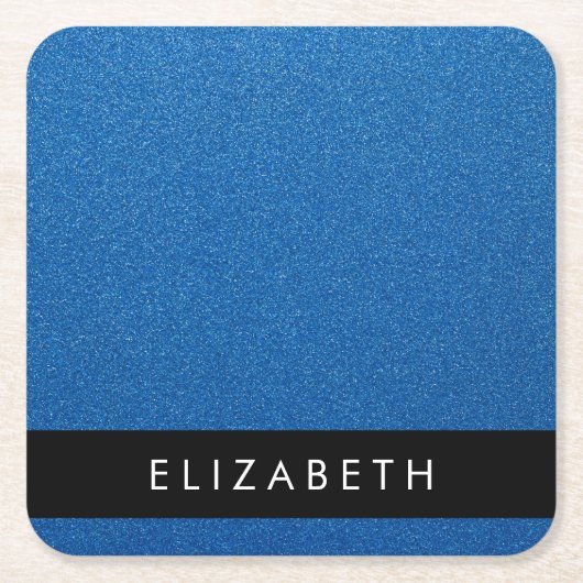 Blue Glitzer, Glitzer Hintergrund, Ihr Name Rechteckiger Pappuntersetzer (Vorderseite)