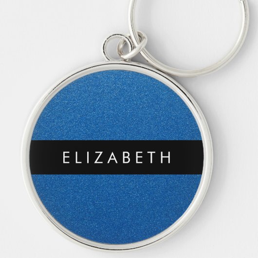 Blue Glitzer, Glitzer Hintergrund, Ihr Name Schlüsselanhänger (Vorne)