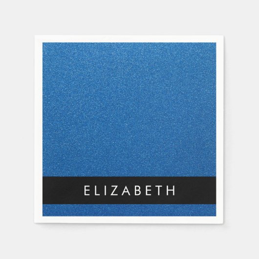 Blue Glitzer, Glitzer Hintergrund, Ihr Name Serviette (Vorderseite)