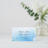 Blue Glitzer Gold Aquarell Business Card Visitenkarte (Stehend Vorderseite)