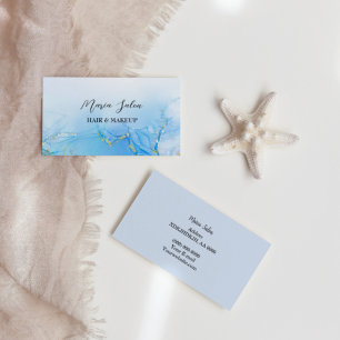 Blue Glitzer Gold Aquarell Business Card Visitenkarte