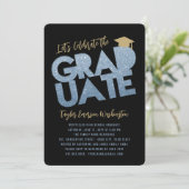 Blue Glitzer Graduate Cutout Graduation Party Einladung (Stehend Vorderseite)
