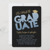 Blue Glitzer Graduate Cutout Graduation Party Einladung (Vorderseite)