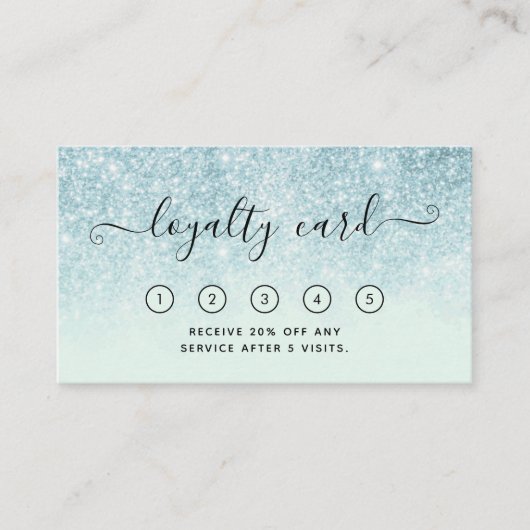 Blue Glitzer Hair Salon Loyalty-Card mit Logo Visitenkarte (Vorderseite)