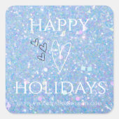 Blue Glitzer "Happy Holidays" Business Quadratischer Aufkleber (Vorderseite)