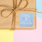 Blue Glitzer "Happy Holidays" Business Quadratischer Aufkleber