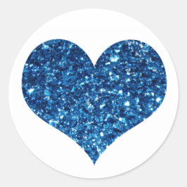 Blue Glitzer Heart Runder Aufkleber