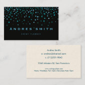 Blue Glitzer Imitate Foil Confetti Black Visitenkarte (Vorne/Hinten)