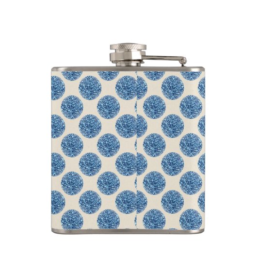 Blue Glitzer Imitate Foil Confetti Dots Flachmann (Rückseite)