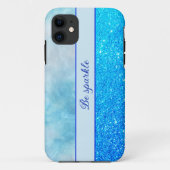 Blue Glitzer - iPhone Case aus Marmor (Rückseite)