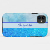 Blue Glitzer - iPhone Case aus Marmor (Rückseite (Horizontal))