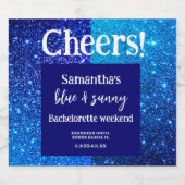Blue Glitzer Junggeselinnen-Abschied Alkoholflaschenetikett (Einzelnes Label)