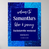Blue Glitzer Junggeselinnen-Abschied Begrüßungszei Poster (Vorne)