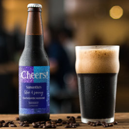 Blue Glitzer Junggeselinnen-Abschied Bierflaschenetikett