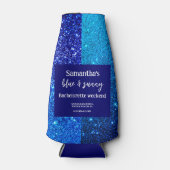 Blue Glitzer Junggeselinnen-Abschied Flaschenkühler (Vorderseite)