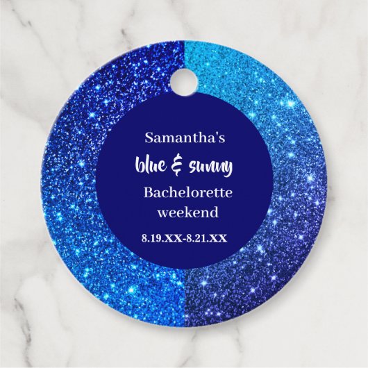 Blue Glitzer Junggeselinnen-Abschied Geschenkanhänger (Vorderseite)