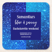 Blue Glitzer Junggeselinnen-Abschied Rechteckiger Pappuntersetzer (Vorderseite)