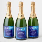 Blue Glitzer Junggeselinnen-Abschied Schaumweinetikett (Flaschen)