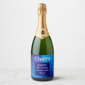 Blue Glitzer Junggeselinnen-Abschied Schaumweinetikett (Vorderseite)