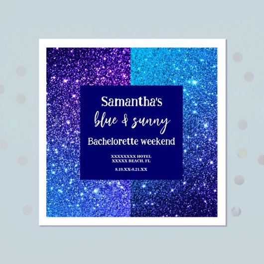 Blue Glitzer Junggeselinnen-Abschied Serviette