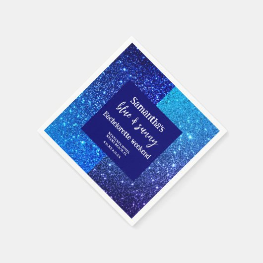Blue Glitzer Junggeselinnen-Abschied Serviette (Ecke)