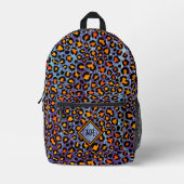 Blue Glitzer Leopard Pattern Girly Cheetah Print Bedruckter Rucksack (Vorderseite)