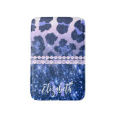 Blue Glitzer Leopard Print Badematte (Vorderseite Vertikal)
