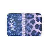 Blue Glitzer Leopard Print Badematte (Vorderseite)