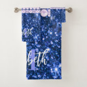 Blue Glitzer Leopard Print Badhandtuch Set (Insitu)