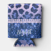 Blue Glitzer Leopard Print Dosenkühler (Vorderseite)