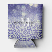 Blue Glitzer Leopard Print Dosenkühler (Vorderseite)