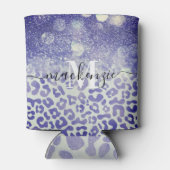 Blue Glitzer Leopard Print Dosenkühler (Rückseite)