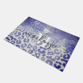 Blue Glitzer Leopard Print Fußmatte (Schrägansicht)