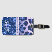 Blue Glitzer Leopard Print Gepäckanhänger (Vorderseite (Horizontal))