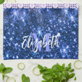 Blue Glitzer Leopard Print Geschirrtuch (Gefaltet)