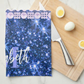 Blue Glitzer Leopard Print Geschirrtuch (Viertel Falte)