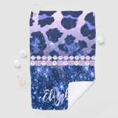Blue Glitzer Leopard Print Golfhandtuch (Insitu)