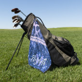 Blue Glitzer Leopard Print Golfhandtuch (Gras)