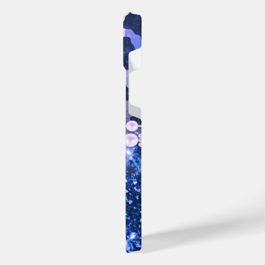 Blue Glitzer Leopard Print iPhone Hülle (Linke Seite)