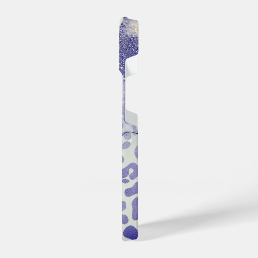 Blue Glitzer Leopard Print iPhone Hülle (Linke Seite)