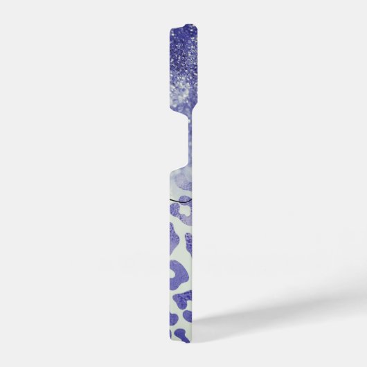 Blue Glitzer Leopard Print iPhone Hülle (Rechte Seite)